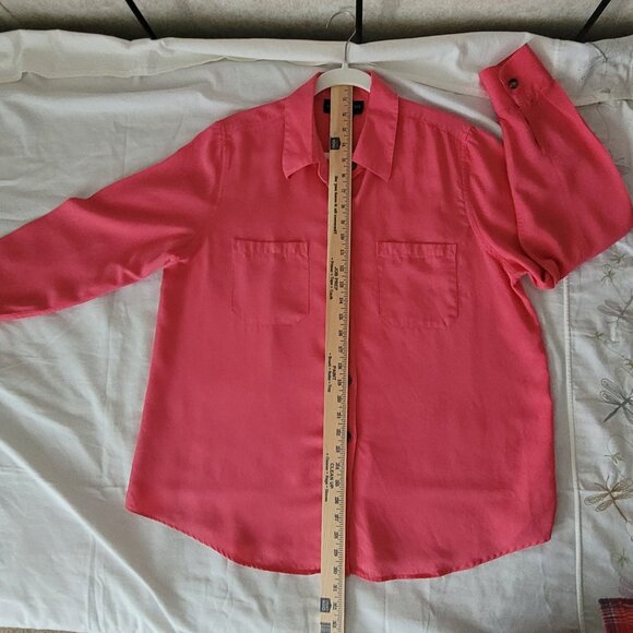 Bright Pink Long Sleeve Button Blouse Size L Monterey Bay - Picture 9 of 15